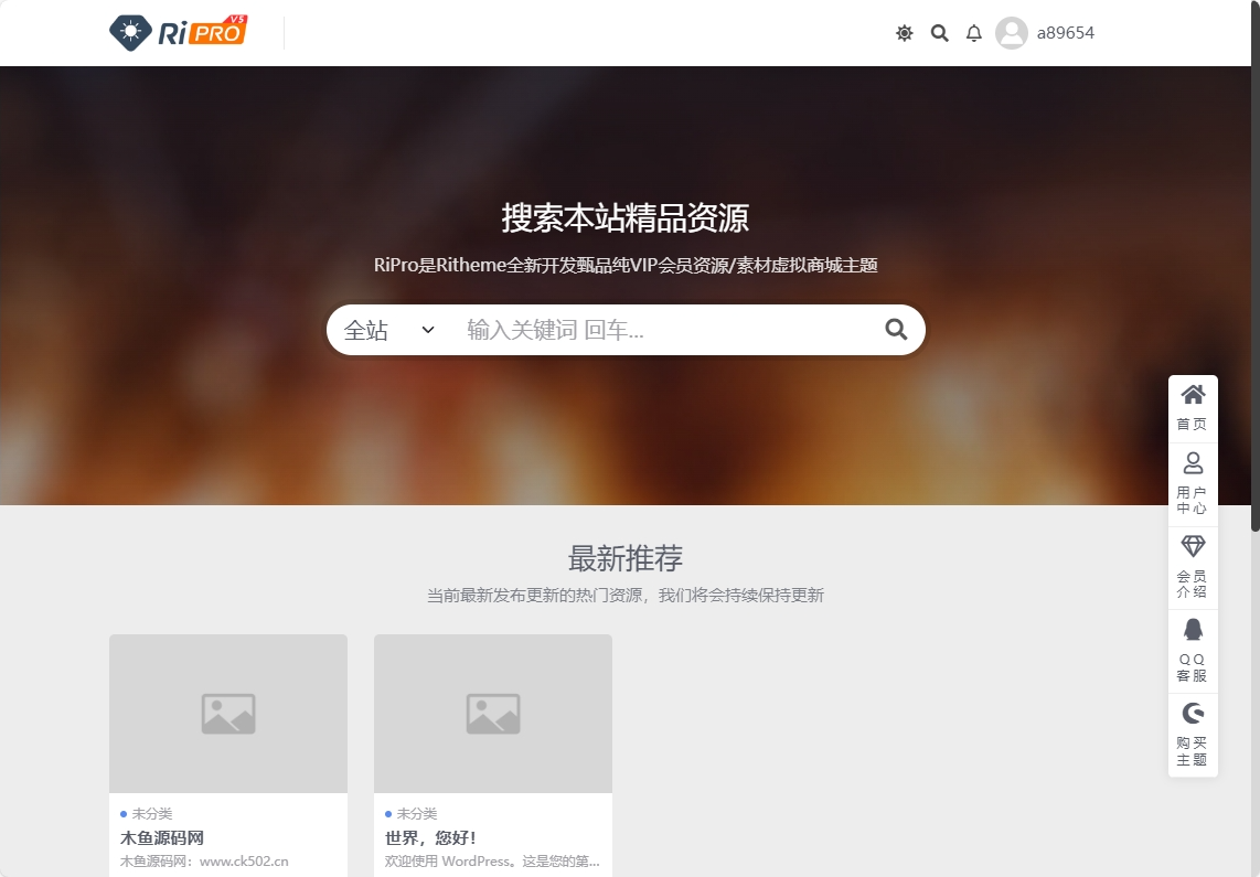 WordPress主题RiPro-V5 8.3主题开心版完美绕授权源码带教程-木鱼源码网