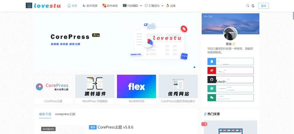 WordPress主题CorePress模版_高颜值博客网站-木鱼源码网